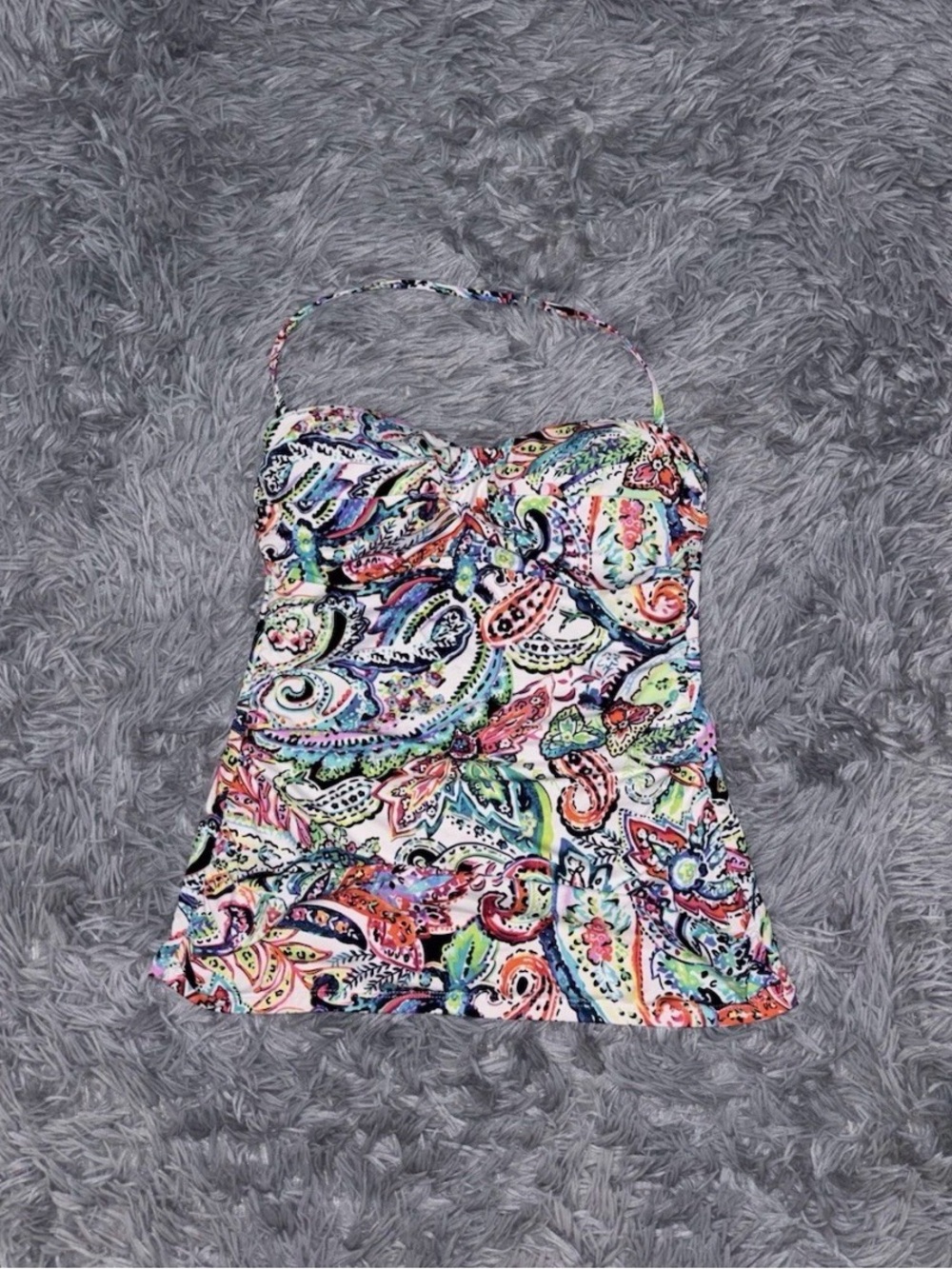 Ralph Lauren Tankini Top Womens Size 4 Bandeau Twist Captiva Paisley Floral